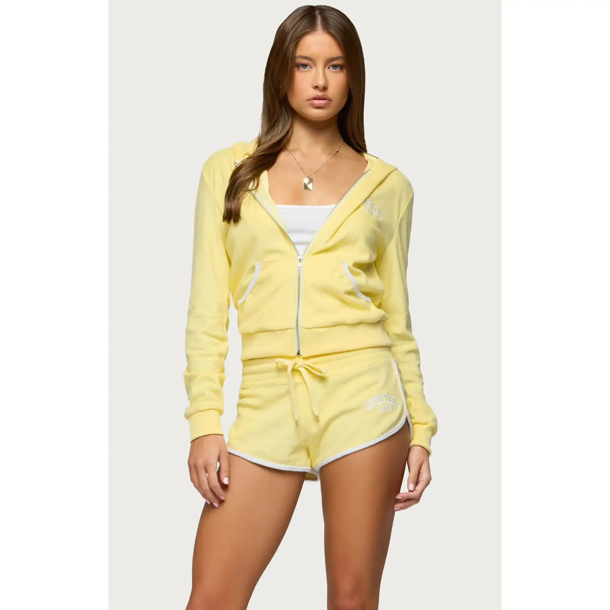 Edikted Women's Madilyn Terry Cloth Zip Up Hoodie