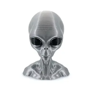 Grey Alien Head Bust – Intricate 3D Printed Sci-Fi Decor, Perfect Gift for UFO Fans
