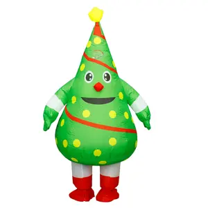 2025 New Christmas Inflatable Costume Funny Santa Claus Tree Suit Adult Cartoon Smiley Face Blow Up Outfit For Xmas Party New Year Dress Womenswear