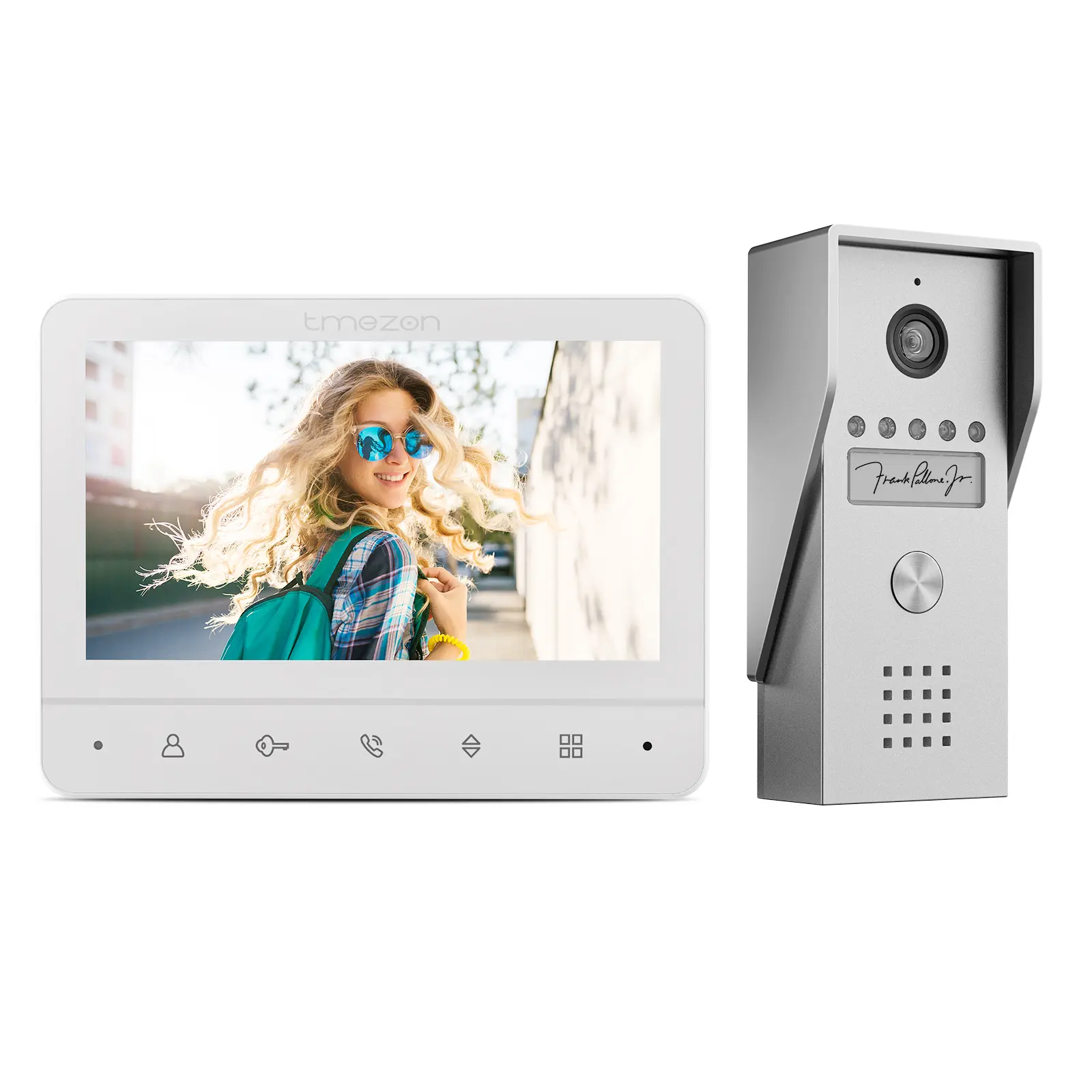 TMEZON Wired Video Doorbell Intercom System - Home Security System with Infrared Night Vision Camera, Dual-Way Intercom, HD Real-Time Video Streaming, 1-Touch Unlock for Home, Villa