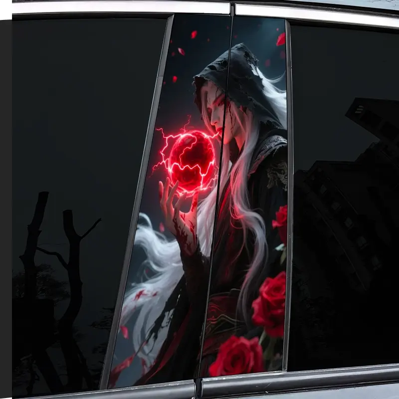 2 Pieces, Red Dragon Ball with Character Theme B-pillar Car Decal, Durable Vinyl, Semi-Matte, Easy to Apply - Perfect for Glass and Metal Surfaces, - and Decorative Laptops - Helmets - Motorcycles