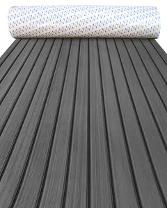 KXKZREN Premium EVA Foam Boat Decking sheet mat Faux Teak Marine Flooring pad 3M Self Adhesive Non-Slip Floor Mat for Yacht RV Kayak Motorboat Waterproof Carpet Dark Grey with Black Lines