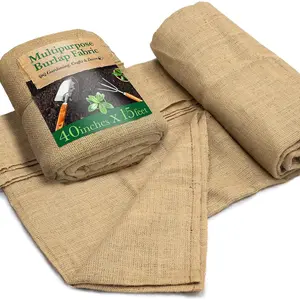 40" x15  Gardening Burlap Roll - Multipurpose  Burlap Fabric, High Density Jute Fiber Material for Decorations, Center Pieces for Home, Rustic Party Decor