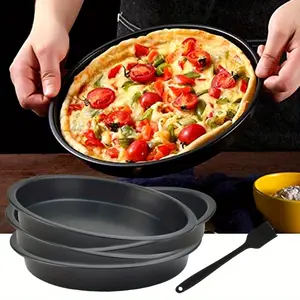 Carbon Steel Round Pizza Tray Non-Stick Large Pizza Plate for Pizzas Pies and Cakes High Temperature Baking Tart Mould Homemade Pizza Oven Pans