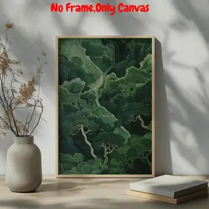 Green Forest Pattern Unframed Painting, Unframed Art Print, 1 Count Vintage Wall Art, Wall Decor for Home Living Room Bedroom Study Room, Home Decor, Photo