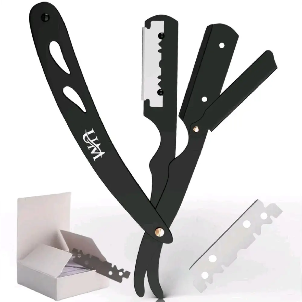 UM Supplies Straight Razors For Men Beard Shaving Knives Professional Barber Straight Edge Razor Shaving Kit For Close Shave Beard Cut Throat Safety R