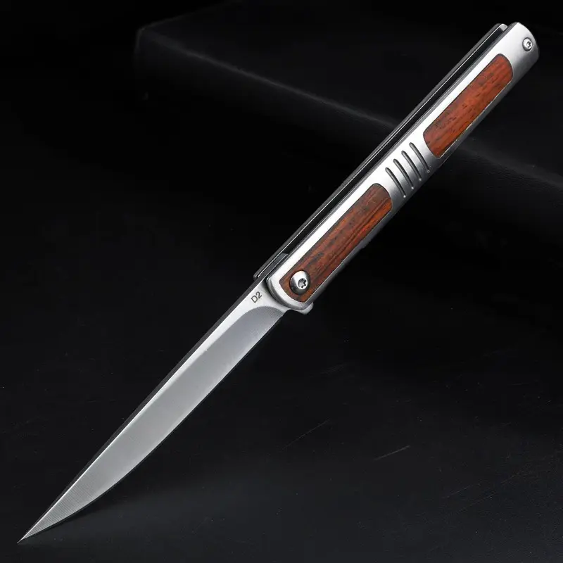 Folding fruit knife student dormitory fruit cutting knife vegetable knife European style peeling knife peeling knife Brown Utensils Stainless Steel
