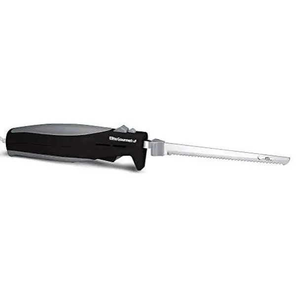 Elite Cuisine EK-570B Electric Knife with 2 Serrated Blades and Easy Eject, Black (Stainless Steel)