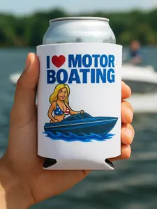 Funny Trucker Hats I Love Motor Boating Titties Beer Can Sleeve High-Quality Party Drinkware for Summer Boating 12 oz & 16 oz Cans Perfect Gag Gift for Bachelor Party Mens Gift