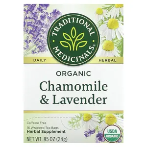 Traditional Medicinals Organic Chamomile & Lavender, Caffeine Free, 16 Wrapped Tea Bags, 0.85 oz (24 g)