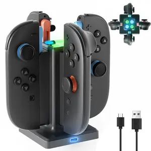 Charging Dock Compatible with  Switch 2 Joy-Con, 4-Port Joycon Magnetic Charger Docking Station USB-C Charging LED Indicator for Switch 2 Controller Accessory