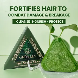GREENLEM 14-Herb Anti Hair Loss Shampoo Bar DHT Blocker with Polygonum Ginseng & Tea Tree strengthens roots reduces fall repairs thinning nourishes scalp promotes growth sulfate-free herbal cleansing soap bar - Haircare