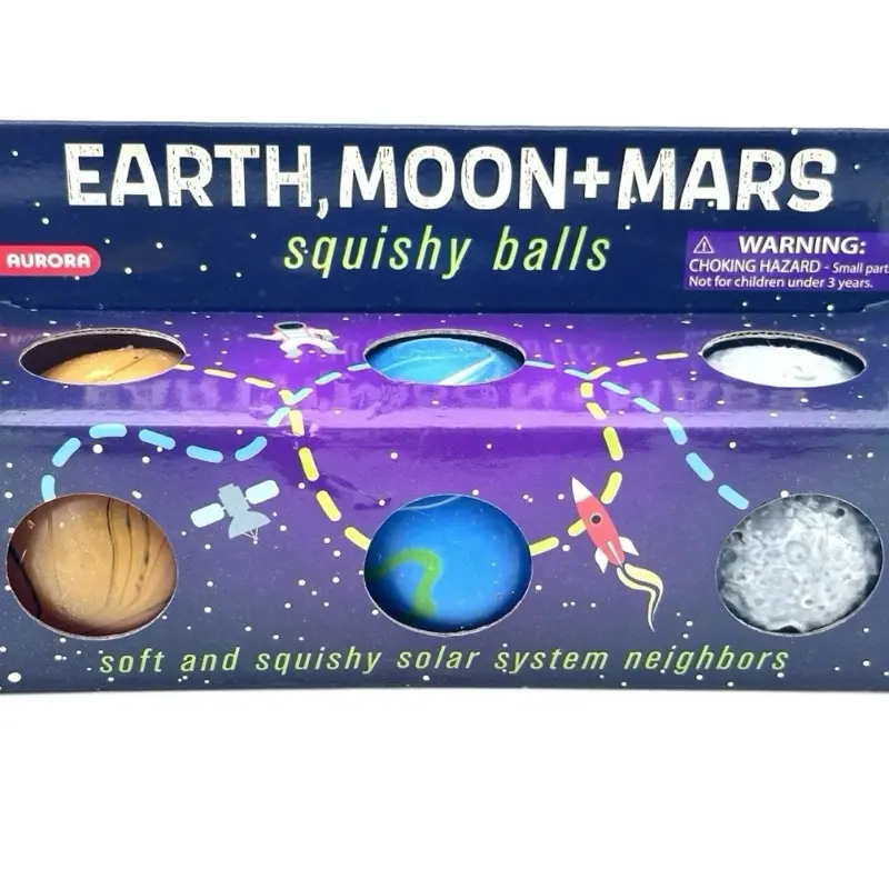 Squishy Toy Set - Earth, Moon, Mars Planet Themed Stress Relief Fidget Toy