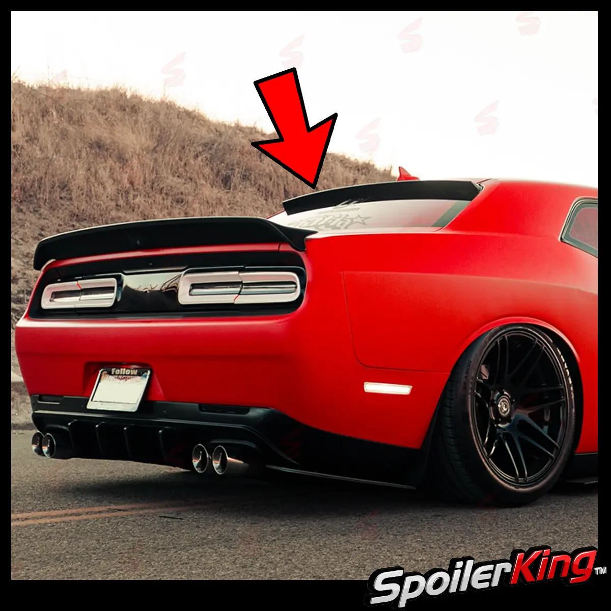 Dodge Challenger 2008-2023 Vehicle-Specific Fit Rear Window Roof Spoiler (380SP), Polyurethane Construction, 4x1.75", Self-Adhesive Easy Installation, Aesthetic Flare, Clean Cuts, Drill-Free Downforce