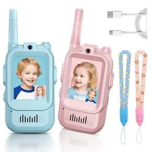 2-piece children's video walkie-talkie cartoon pager set, family toys, New Year gift
