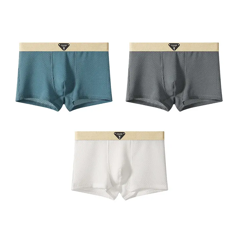 3 Pack Men's Boxer Briefs, Breathable Stretch Trunks with Wide Elastic Waistband, Soft Waffle Texture Underwear for Men, Comfortable Everyday Boxer Shorts, Gift for Husband, Father's Day Gift