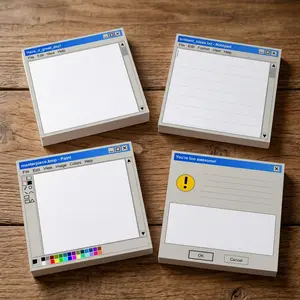 Motivational Retro PC Sticky Notes 4 Pack 200 Sheets 3x3 Inch Vintage Computer Memo Pads Y2K Office Supplies Desk Decor Gift for Women Coworker Tech Lover Easter Mother's Day Gift Graduation