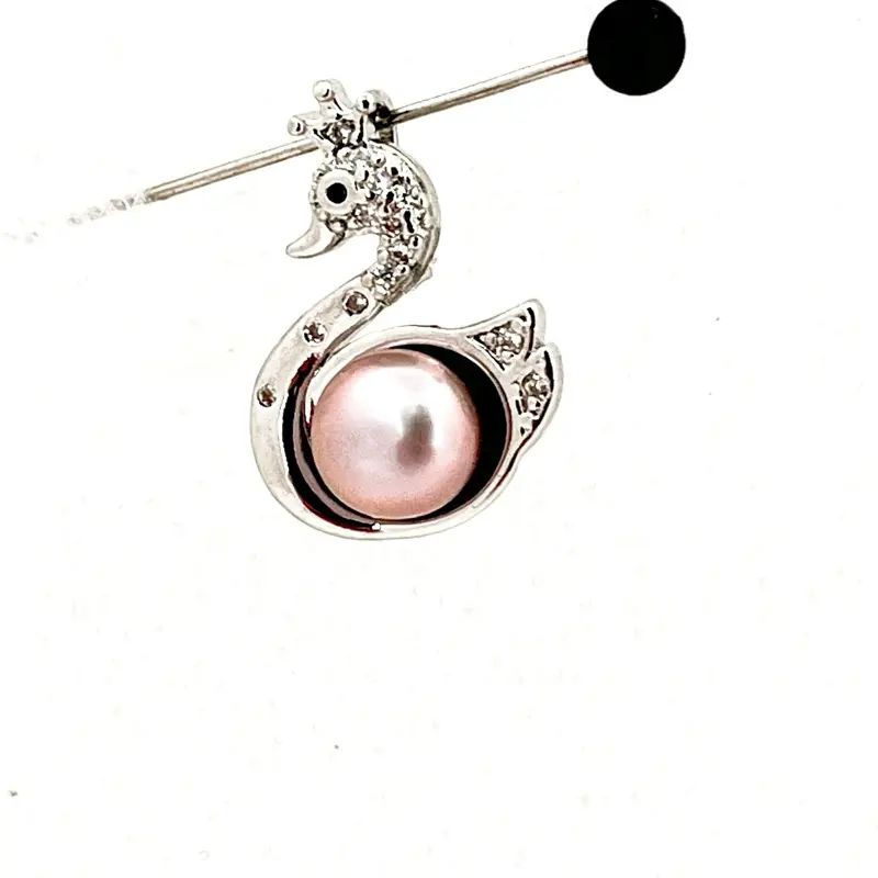 Pink Pearl Swan Charm