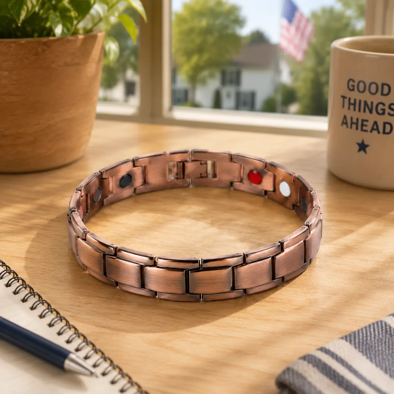 Copper Magnetic Bracelet for Men & Women,  Simple Fashion Accessory, Slider Bracelet