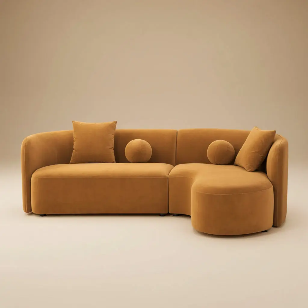 Revello Contemporary Caramel Brown Chenille 112-Inch Sectional Sofa