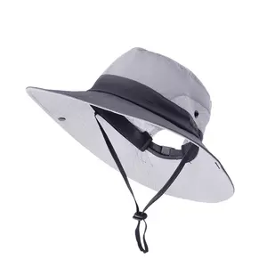 Women's Summer Sun Hat Boonie Bucket Ponytail Wide Brim Travel Cap UV Protection