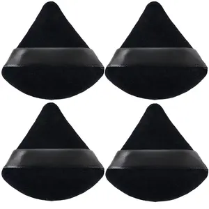 4pcs Triangle Powder Puffs, Reusable Face Makeup Puff, Multifunctional Facial Makeup Tool Wet, Dry Dual-Use Makeup Sponge for BB CC Cream Liquid Foundation(BLack)