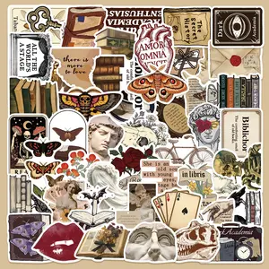 50 Retro Dark Academia Skull Decal Stickers, Suitable for Scrapbooks, Diaries, Laptops, Water Bottles, Cars, and Other Faith-based Designs—gifts with Positive Messages, Universal car sticker, Truck Decal.