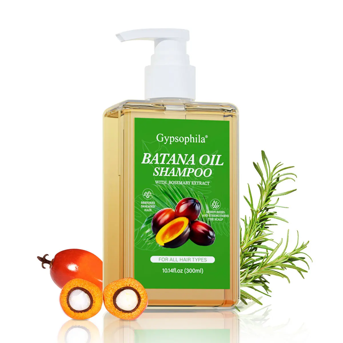 Gypsophila Batana Oil Shampoo for Hair Growth, Strengthening, and Volume, Sulfate-Free Volumizing Cleanser for All Hair Types, 10.14 oz, Haircare, Anti Thinning Shampoo, Hair Growth Shampoo