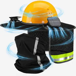 Hard Hat Solar Fan Shade, Dual 600mAh Solar Fans, 3-Speed Type-C Rechargeable Cooling Helmet Cover, Wide Brim Reflective Sun Protection for Construction & Outdoor Work