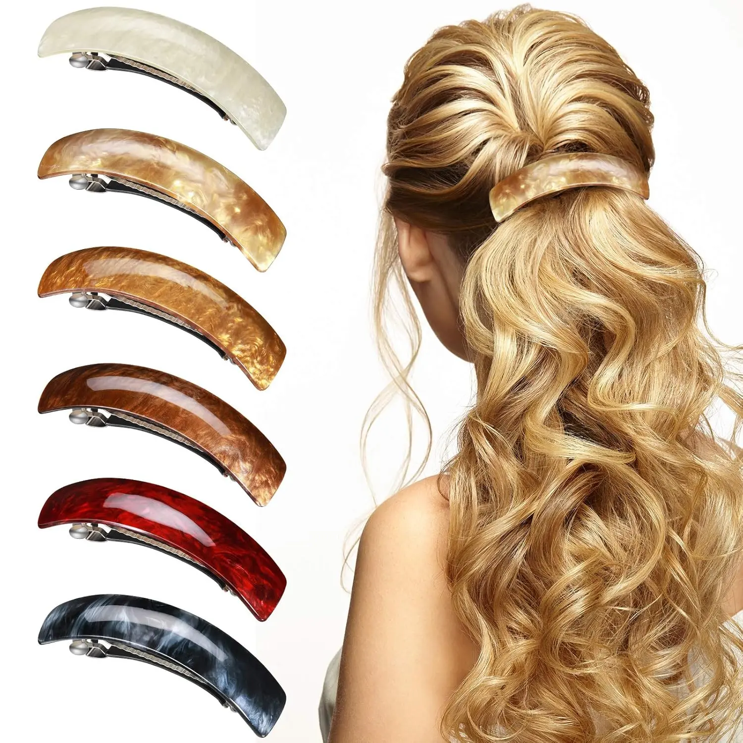 Hair Barrettes  6 Pcs Women Large Barrettes Hair French Clips Pin Retro Clasp Mom Gifts Women Accessories