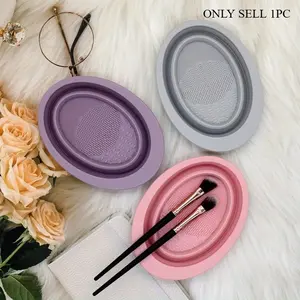1pc Portable Silicone Makeup Brush Cleaning Mat - Easy To Clean and Convenient To Use - Practical Beauty Cleaning Tools
