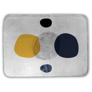 360 stand Absorbent Microfiber Cloth Rectangle Bathroom Floor Mat, 17x24 in., Modern Blue Sphere Design Soft Bathroom Decor Item
