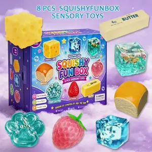 8Pcs Maltose Squishy Stress Relief Toys, Glitter Dumpling Squeeze Sensory Toy Set, Slow Rising Soft Jelly Toy, 8 Different Styles Creative Party Fidget Gift