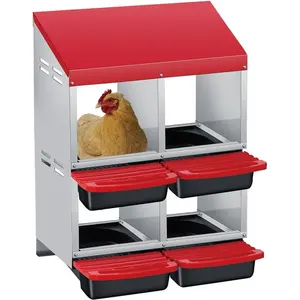 Chicken Nesting Boxes, Metal Rollaway Chicken Nest Box with Rollout Egg Collection, Removable Tray & Nesting Pads, Egg Laying Box for Chicken Coop Hens, Wall Mount or Standing, 2 Layer