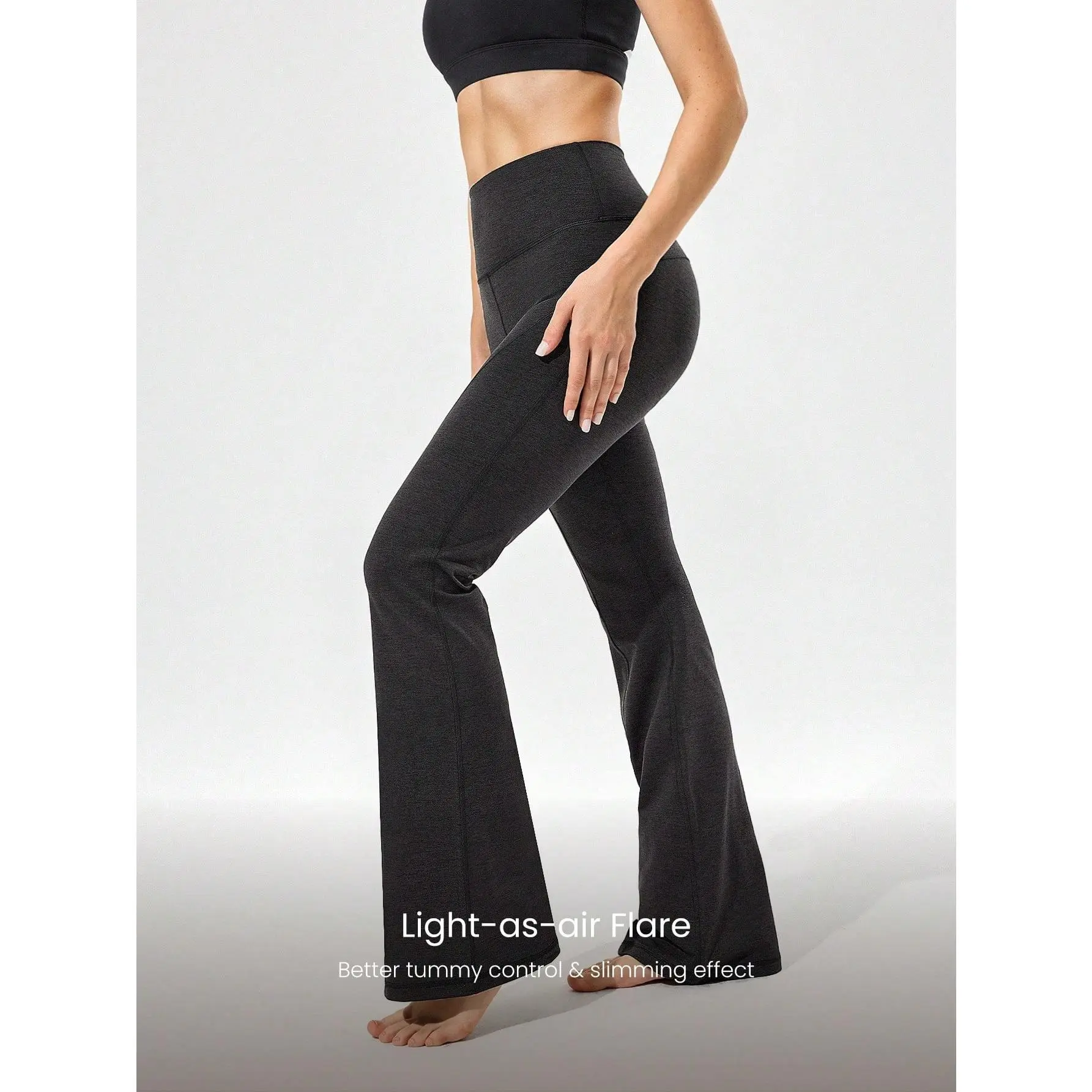 GLOWMODE 31" Softy Velvaire Ultra-High Waist Curved Seam Flare Leggings Low Impact Yoga Pilates Studio Daily Casual Wear
