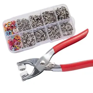 Ring Clips With Pliers Set,Snap Fabric Crafts Instant Metal Fastener Tool Button Eyelet Pliers ,100 Invisible Colored And One Manual Pressure , Home Sewing Accessories For Diy Handcrafted Clothing Hat Seamless Stitching, Supplies For Handmade Claw Snaps