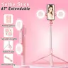67-Inch Adjustable Portable Retractable Foldable Selfie Stick Tripod with 36LED Ring Glow, Dual Fill Lights, Bluetooth Remote Control, Camera Cable for iPhone, Android Mobile Phones & Smartphones | Vlogging Phone Accessory Ideal for Gifting