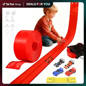 2026 New 20 Ft Flex Race Track for Kids, Flexible Car Ramp Track Set with 4 Race Cars, Suction Cups & Hooks, Compatible with Hot Wheels 1/50 Diecast Cars, Portable Wall & Floor Racetrack Toy for Boys Girls Ages 3-8, Birthday Christmas Gift
