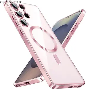 Glitter Plating Silicone Phone Case, Phone Accessory, Magnetic Magsafe Soft Clear Cover, Phone Protective Accessories Compatible with Samsung Galaxy S26 Ultra, S26 Edge, S25FE, S25 Edge, S24, S23, Shockproof, Smartphone Casing, Shockproof Protector