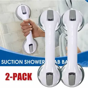 2-Pack Suction Cup Grab Bars - No Drill Shower & Tub Handrails, Anti-Slip Bathroom Safety Handle for Elderly, Kids, Toilet