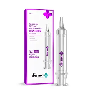 The Derma Co 3000 PPM Retinol Microneedle Serum Shot | Clinically Proven - Anti-Aging & Reduces Dark Spot | Acne Exfoliating Almond Serum |  Microneedling Anti-Aging Serum