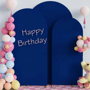 Arch Background 5-7.2 Feet 2 Faces Spandex Fit Fabric Dome Arch Cover for Birthday Party Wedding Decoration Blue Fabric Only Ideal for Celebrations