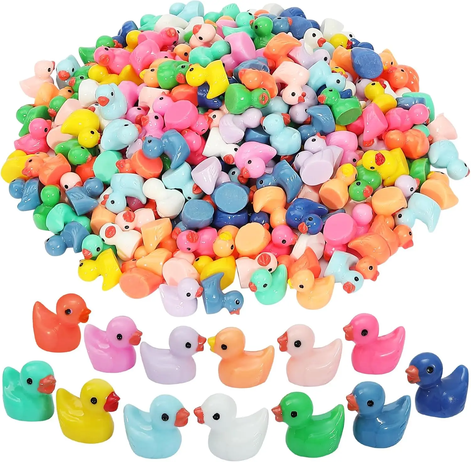 Mini Ducks 130 Pcs Bulk Resin Duck Figurines for Miniature Landscape Garden Aquarium Decor, Potted Accessories, Home Prank Game Dollhouse Decor