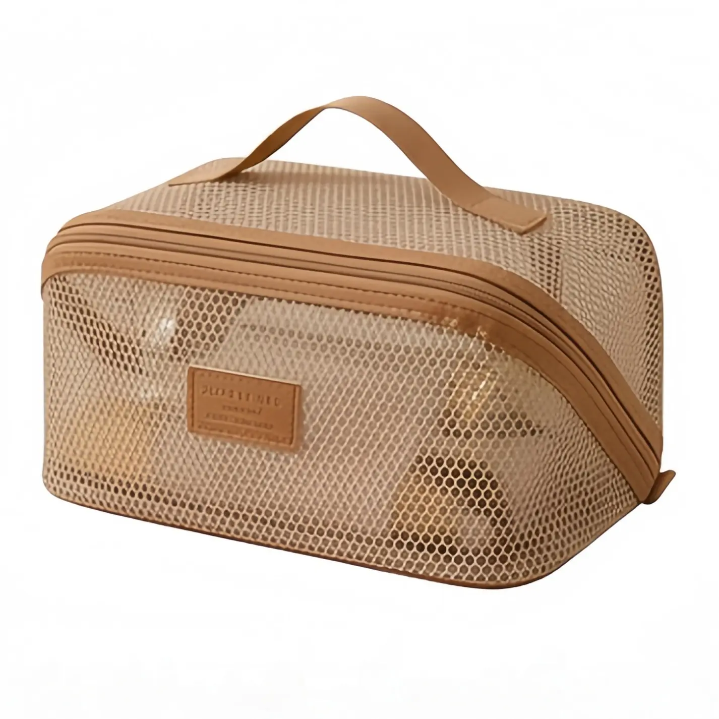 Large Capacity Mesh Makeup Bag, PortableCosmetic Storage Bag with Handle, MultifunctionalToiletry Bag, Zipper Makeup Organizer Pouch forOutdoor Travel, Travel Cosmetic Bags, TravelEssentials, Cosmetics Bag, Travel Accessory
