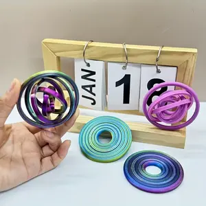 3D Printed Rotating Ring Toy, Multi-Color Pla Plastic, Stress Relief Fidget Spinner, Portable Desktop Accessory for Adults & Teens
