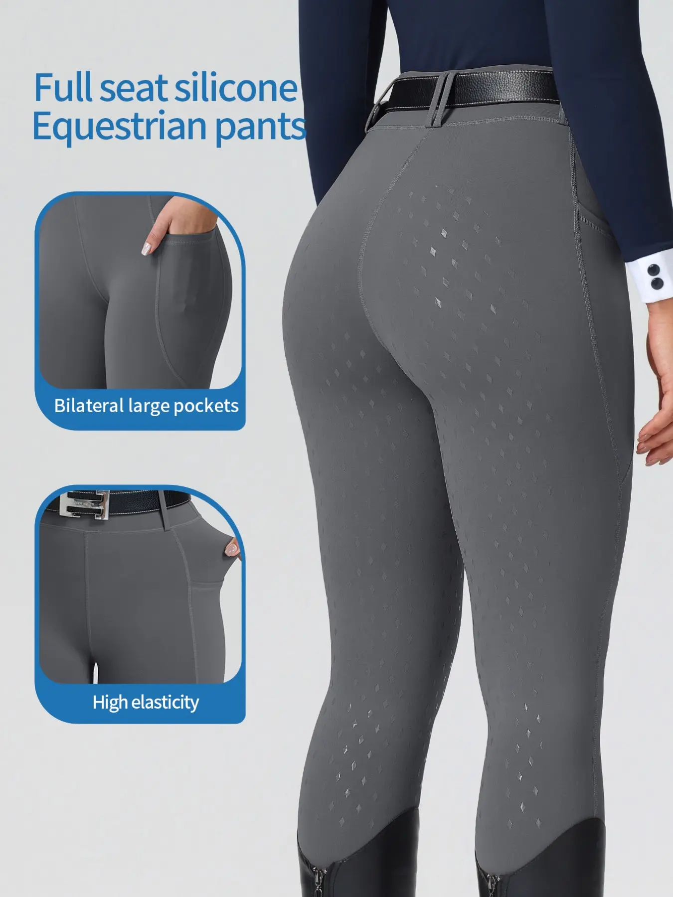Women's Equestrian Pants with Side Pockets, Non-Slip Durable Silicone, High Elasticity Quick-Dry Breathable, Professional Riding Gear, Athletic Bottoms, Athletic Trousers, Sports Apparel, Athletic Wear