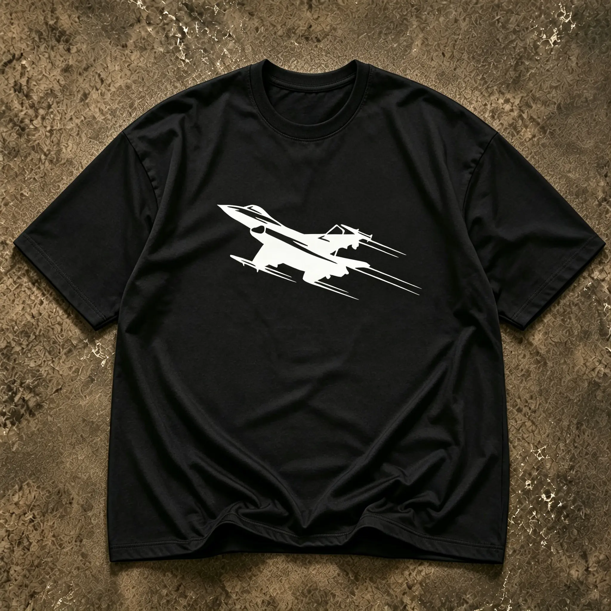 Aesthetic Minimalist Jet Airplane Illustration Graphic Tee, 100% Thick Cotton Heavyweight Shirt, Cool Trendy Aviation Top Everyday Streetstyle Loose Fit