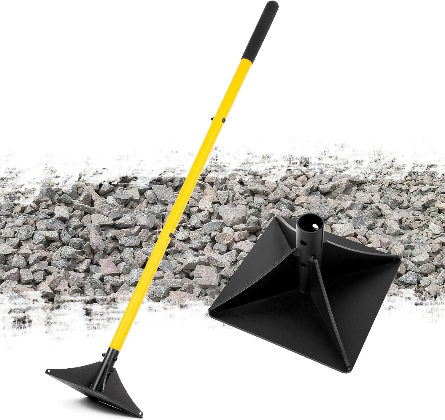 Heavy Duty Steel Tamper Tool, 48-in Handle 8x8-in Hand Compactor for Soil, Gravel, Sand, Asphalt Paver, Driveway & Landscaping (Home Supplies)