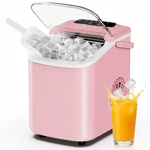 Ice Maker Countertop, Ice Machine with Portable Handle, Basket and Scoop, 26lbs Daily, 9 Bullet Cubes in 6~8 Mins, Auto-Cleaning for Home, Kitchen, Office, Outdoors, RV Camping
