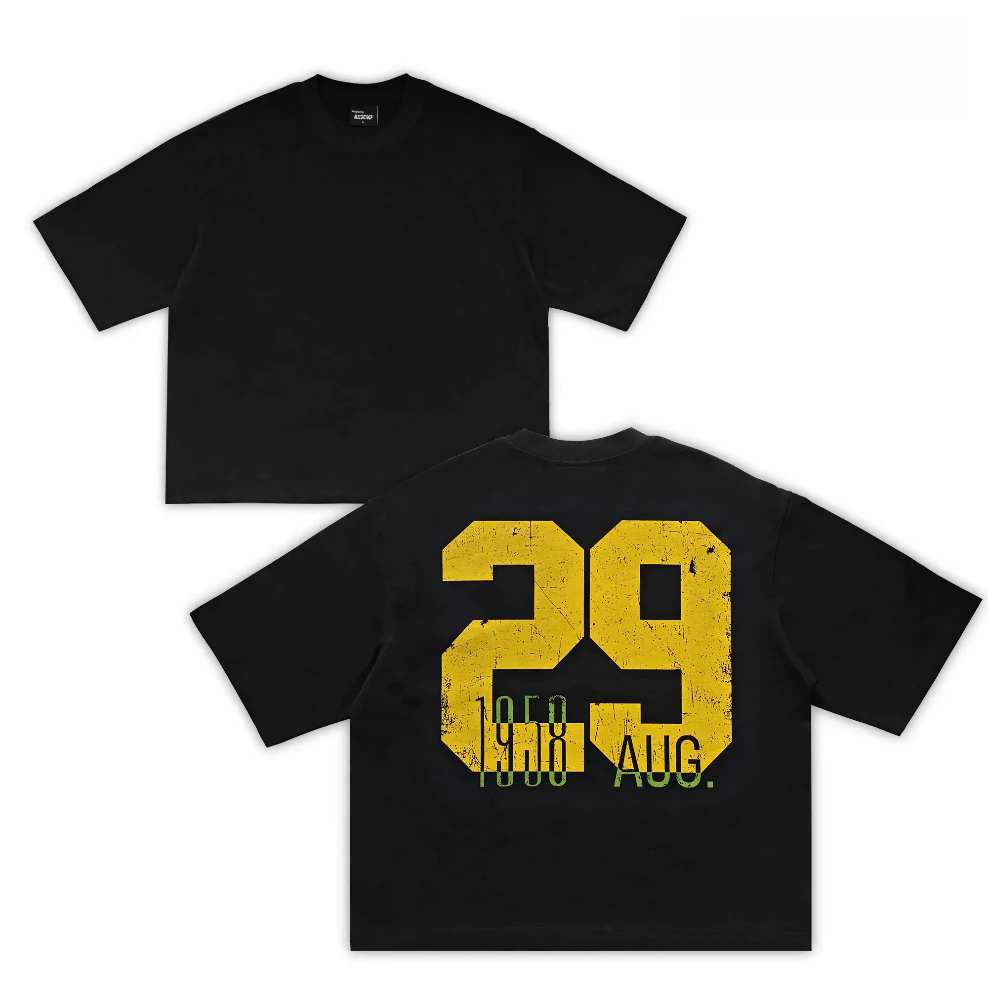Men's Boxy Cropped Cotton Graphic Tee with a Structured Oversized Fit in Heavyweight 12oz Fabric, Casual Fashion Round Neck, Cotton Graphic Tees, Graphic Shirts, Cropped Graphic Tee Black Garment
